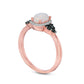 Oval Lab-Created Opal and 0.17 CT. T.W. Enhanced Black and White Diamond Frame Tri-Sides Ring in Solid 10K Rose Gold