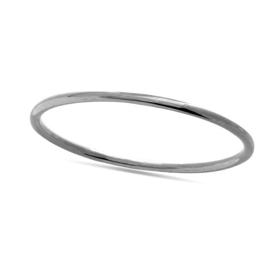Ladies' 1.0mm Stackable Band in Solid 14K White Gold - Size 7