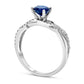 5.5mm Blue Sapphire and 0.17 CT. T.W. Natural Diamond Double Row Open Crossover Engagement Ring in Solid 18K White Gold