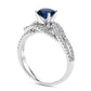 5.0mm Blue Sapphire and 0.50 CT. T.W. Natural Diamond Multi-Row Crossover Engagement Ring in Solid 18K White Gold