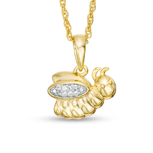 Natural Diamond Accent Bumblebee Pendant in 10K Yellow Gold