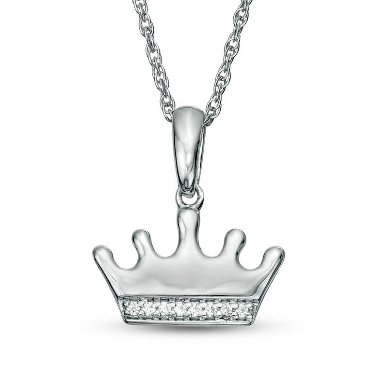 Natural Diamond Accent Crown Pendant in Sterling Silver