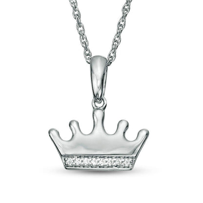 Natural Diamond Accent Crown Pendant in Sterling Silver