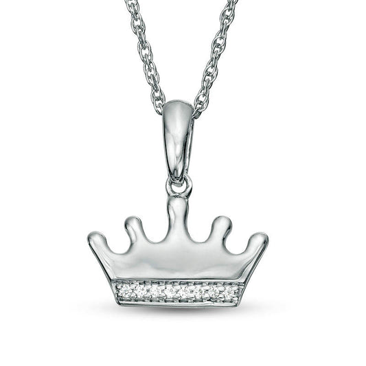 Natural Diamond Accent Crown Pendant in Sterling Silver