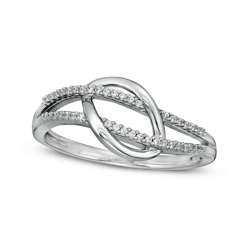 0.10 CT. T.W. Natural Diamond Split Shank Oval Ring in Sterling Silver