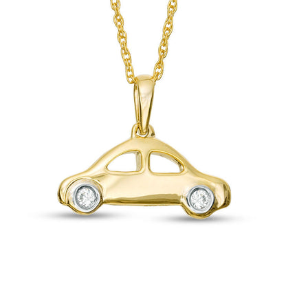 0.05 CT. T.W. Natural Diamond Car Pendant in 10K Yellow Gold