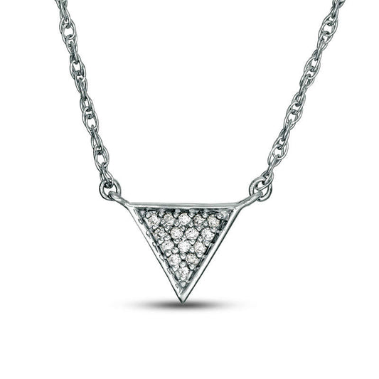 0.05 CT. T.W. Natural Diamond Triangle Necklace in Sterling Silver - 17.75"