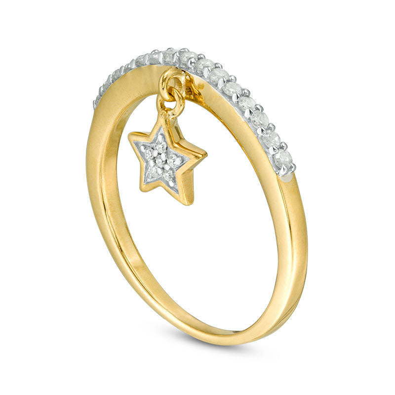 0.20 CT. T.W. Natural Diamond Star Charm Ring in Sterling Silver with Solid 14K Gold Plate