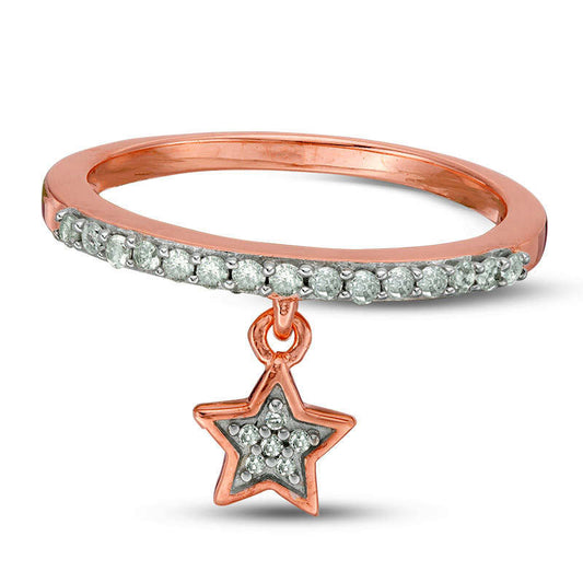0.20 CT. T.W. Natural Diamond Star Charm Ring in Sterling Silver with Solid 14K Rose Gold Plate
