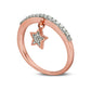 0.20 CT. T.W. Natural Diamond Star Charm Ring in Sterling Silver with Solid 14K Rose Gold Plate