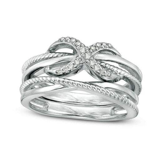 0.10 CT. T.W. Natural Diamond Infinity Crossover Two Piece Stackable Band Set in Sterling Silver