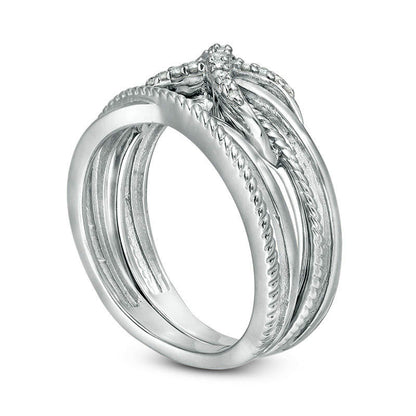 0.10 CT. T.W. Natural Diamond Infinity Crossover Two Piece Stackable Band Set in Sterling Silver