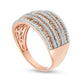 1.0 CT. T.W. Champagne and White Natural Diamond Multi-Row Band in Solid 10K Rose Gold