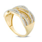 0.75 CT. T.W. Champagne and White Natural Diamond Slant Twist Anniversary Ring in Solid 10K Yellow Gold