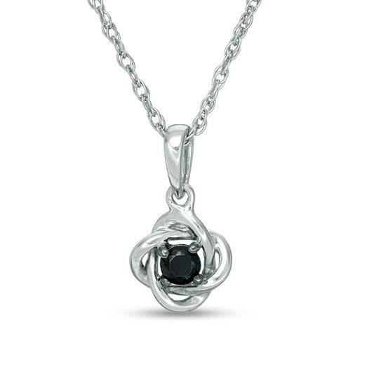 0.1 CT. Enhanced Black Natural Clarity Enhanced Solitaire Love Knot Pendant in 10K White Gold