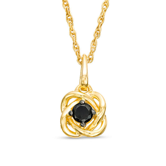 0.1 CT. Enhanced Black Natural Clarity Enhanced Solitaire Swirl Frame Pendant in 10K Yellow Gold
