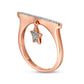 0.10 CT. T.W. Natural Diamond Bar and Star Charm Ring in Sterling Silver with Solid 14K Rose Gold Plate