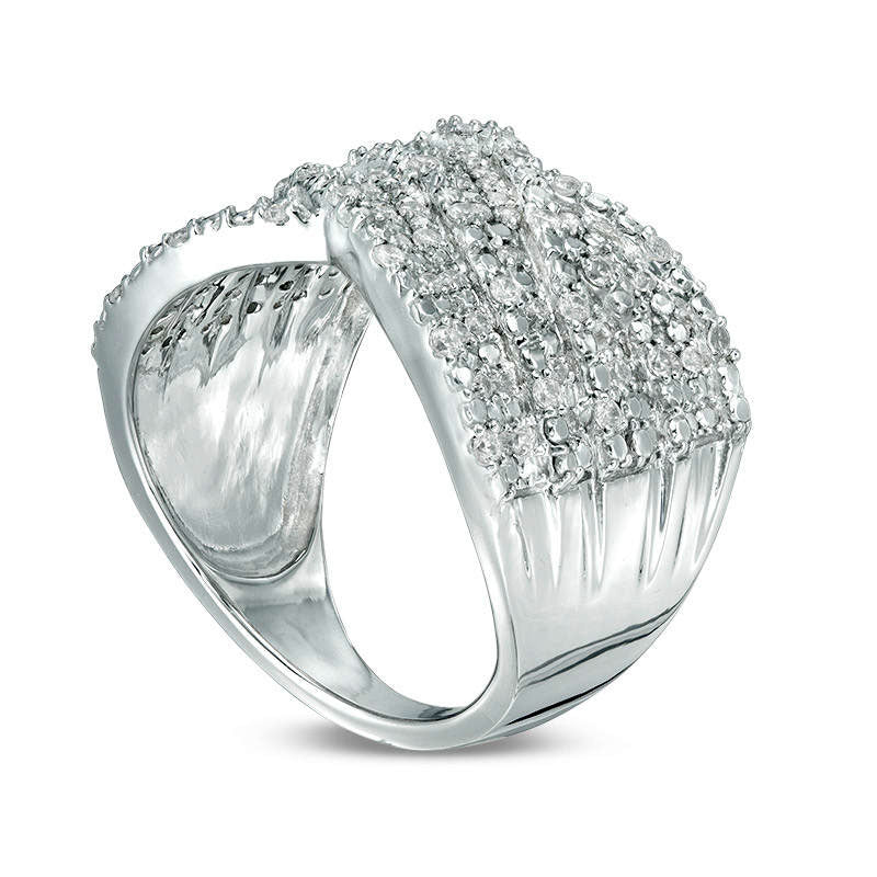 0.50 CT. T.W. Natural Diamond Multi-Row Crossover Ring in Solid 10K White Gold