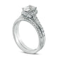 1.20 CT. T.W. Certified Oval Natural Diamond Frame Bridal Engagement Ring Set in Solid 14K White Gold (I/SI2)
