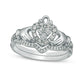0.20 CT. T.W. Composite Natural Diamond Claddagh Bridal Engagement Ring Set in Sterling Silver