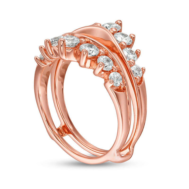 1.5 CT. T.W. Natural Clarity Enhanced Diamond Contour Ring Solitaire Enhancer in Solid 14K Rose Gold