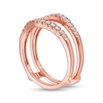 0.50 CT. T.W. Natural Clarity Enhanced Diamond Contour Ring Solitaire Enhancer in Solid 14K Rose Gold