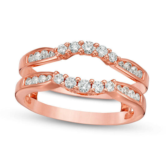 0.50 CT. T.W. Natural Clarity Enhanced Diamond Contour Ring Solitaire Enhancer in Solid 14K Rose Gold