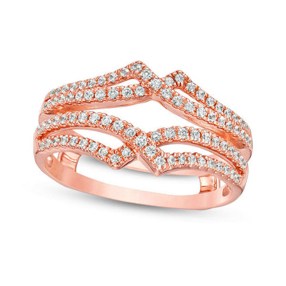 0.38 CT. T.W. Natural Clarity Enhanced Diamond Split Shank Ring Solitaire Enhancer in Solid 14K Rose Gold