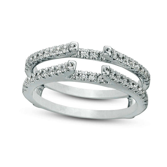 0.50 CT. T.W. Natural Clarity Enhanced Diamond Lined Ring Solitaire Enhancer in Solid 14K White Gold