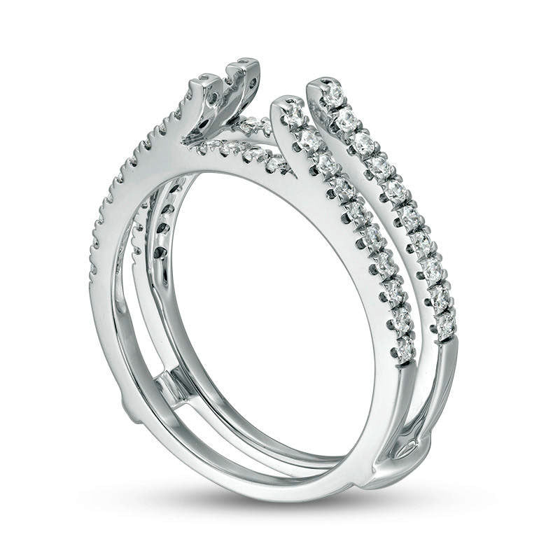 0.50 CT. T.W. Natural Clarity Enhanced Diamond Lined Ring Solitaire Enhancer in Solid 14K White Gold