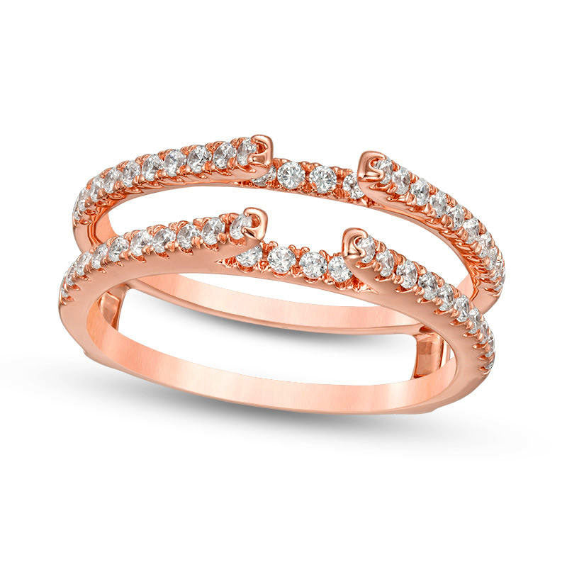 0.50 CT. T.W. Natural Clarity Enhanced Diamond Lined Ring Solitaire Enhancer in Solid 14K Rose Gold