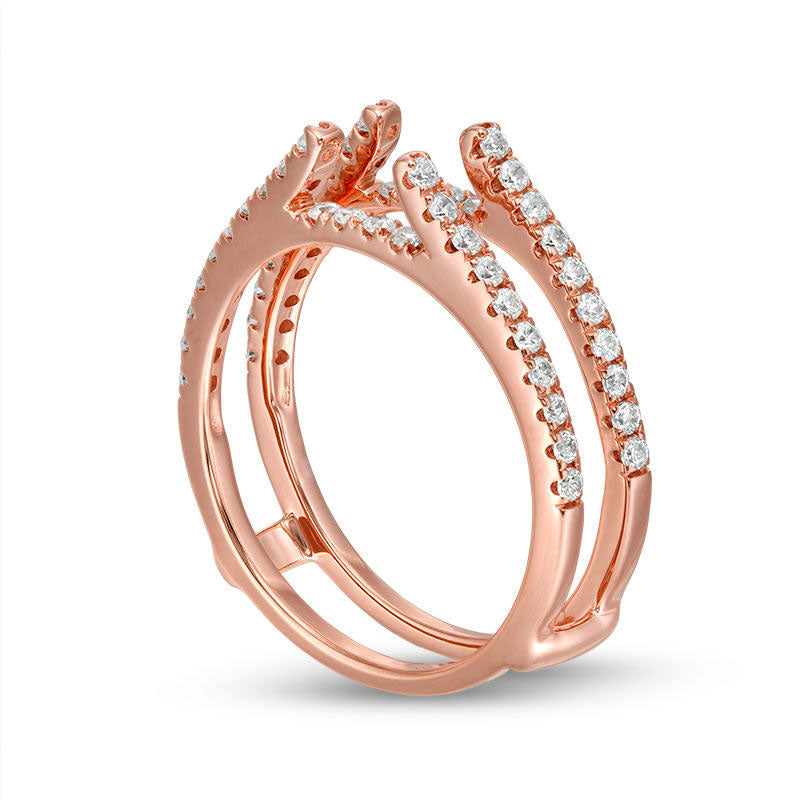 0.50 CT. T.W. Natural Clarity Enhanced Diamond Lined Ring Solitaire Enhancer in Solid 14K Rose Gold