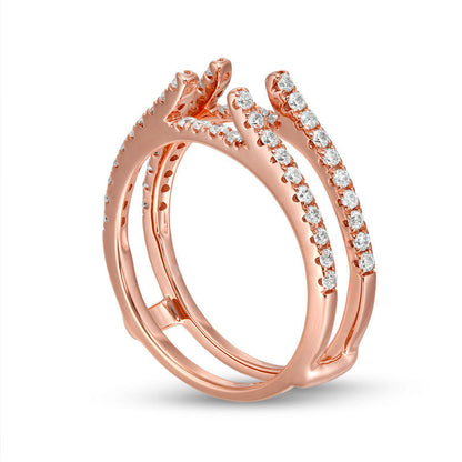 0.50 CT. T.W. Natural Clarity Enhanced Diamond Lined Ring Solitaire Enhancer in Solid 14K Rose Gold