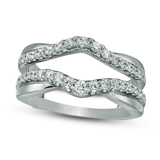 0.63 CT. T.W. Natural Clarity Enhanced Diamond Layered Contour Ring Solitaire Enhancer in Solid 14K White Gold
