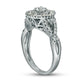 1.0 CT. T.W. Baguette and Round Natural Diamond Sunburst Frame Tri-Sides Engagement Ring in Solid 14K White Gold