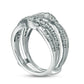 1.0 CT. T.W. Natural Clarity Enhanced Diamond Criss-Cross Ring Solitaire Enhancer in Solid 14K White Gold
