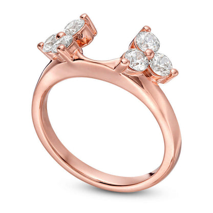 0.75 CT. T.W. Natural Clarity Enhanced Diamond Tri-Sides Solitaire Enhancer in Solid 14K Rose Gold