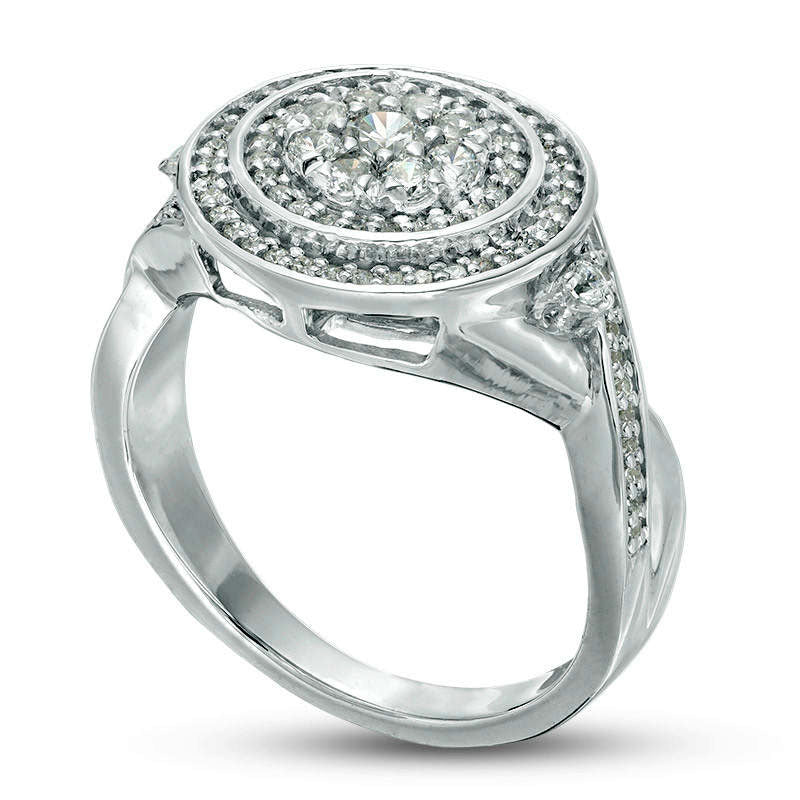 0.50 CT. T.W. Natural Diamond Triple Frame Crossover Shank Ring in Sterling Silver