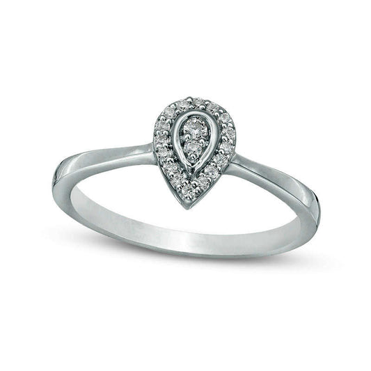 0.13 CT. T.W. Natural Diamond Teardrop-Shaped Frame Ring in Sterling Silver