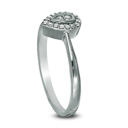 0.13 CT. T.W. Natural Diamond Teardrop-Shaped Frame Ring in Sterling Silver