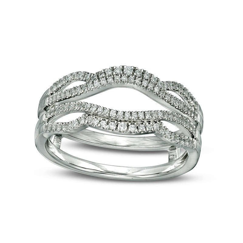 0.25 CT. T.W. Natural Clarity Enhanced Diamond Wavy Split Shank Ring Solitaire Enhancer in Solid 10K White Gold