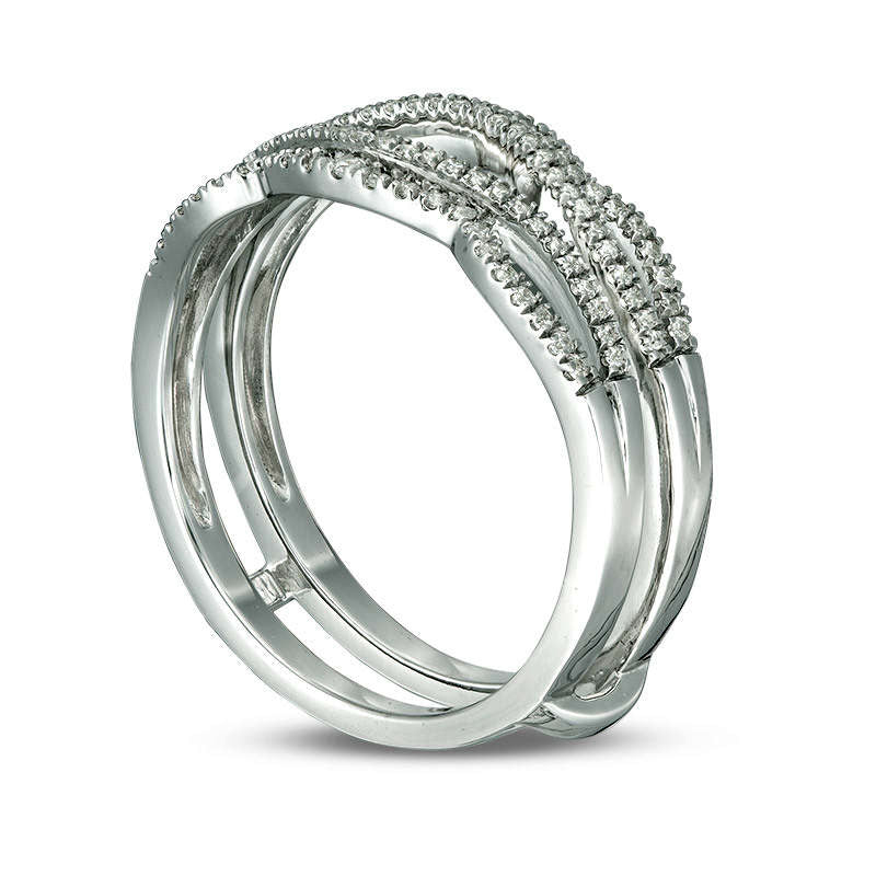 0.25 CT. T.W. Natural Clarity Enhanced Diamond Wavy Split Shank Ring Solitaire Enhancer in Solid 10K White Gold