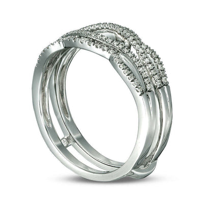0.25 CT. T.W. Natural Clarity Enhanced Diamond Wavy Split Shank Ring Solitaire Enhancer in Solid 10K White Gold