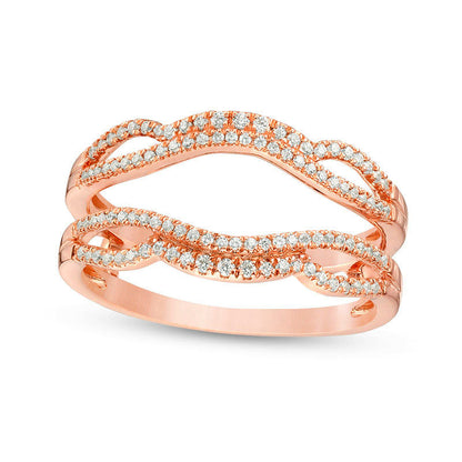 0.25 CT. T.W. Natural Clarity Enhanced Diamond Wavy Split Shank Ring Solitaire Enhancer in Solid 10K Rose Gold