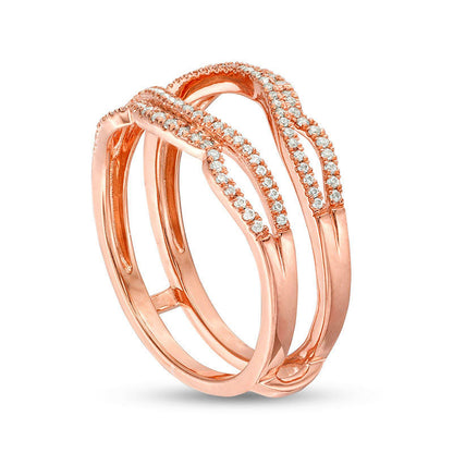 0.25 CT. T.W. Natural Clarity Enhanced Diamond Wavy Split Shank Ring Solitaire Enhancer in Solid 10K Rose Gold