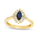 Marquise Lab-Created Blue and White Sapphire Sunburst Frame Quad-Sides Ring in Sterling Silver with Solid 14K Gold Plate