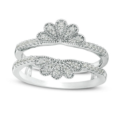 0.25 CT. T.W. Natural Clarity Enhanced Diamond Antique Vintage-Style Floral Ring Solitaire Enhancer in Solid 10K White Gold