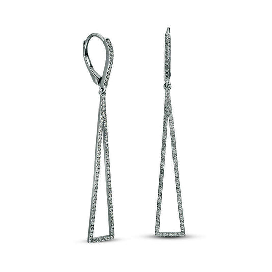 0.75 CT. T.W. Diamond Elongated Triangular Drop Earrings in Sterling Silver