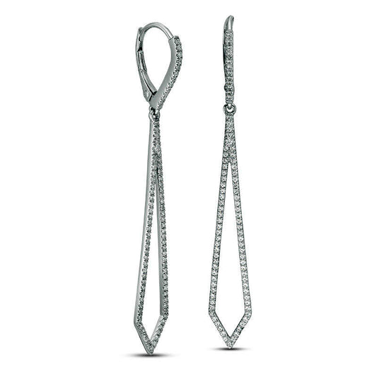0.63 CT. T.W. Diamond Elongated Kite-Shaped Drop Earrings in Sterling Silver