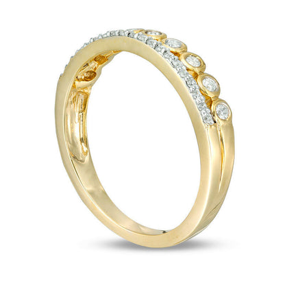 0.20 CT. T.W. Natural Diamond Two Row Stackable Band in Solid 10K Yellow Gold